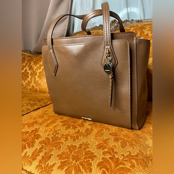 Nine West Chelsea Three Compartment Tote Brown Cognac Handbag - Picture 2 of 12